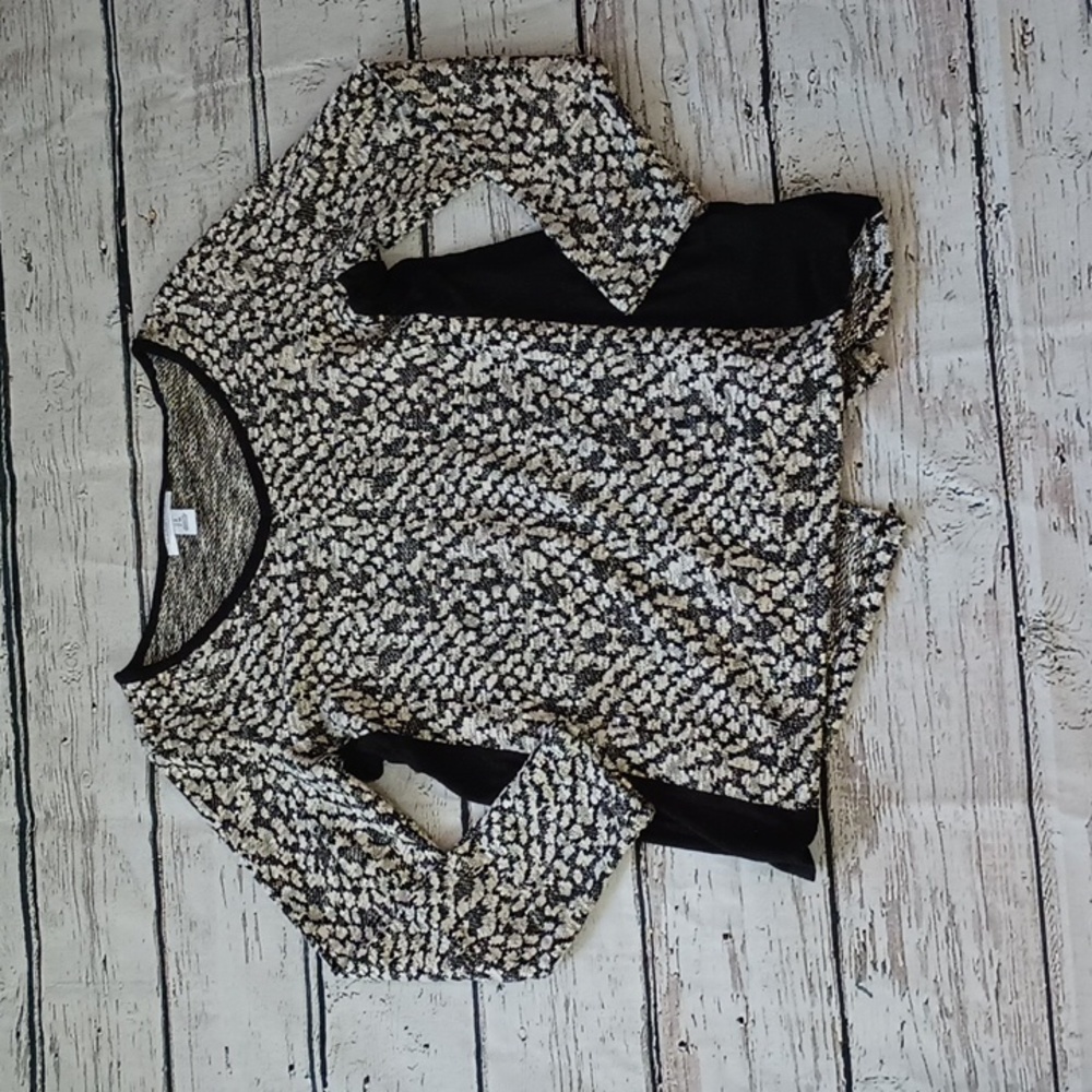 Motherhood Maternity Black White Cheetah Animal Print Cotton Blend Sweater S